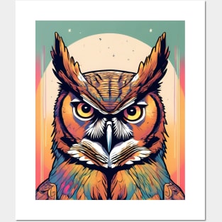 Wild Owl Bird Great Horned Owl Dad Posters and Art